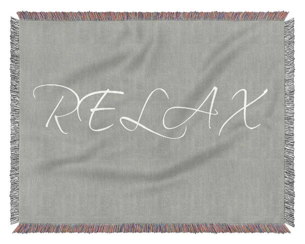 Bathroom Quote Relax Grey White Woven Blanket