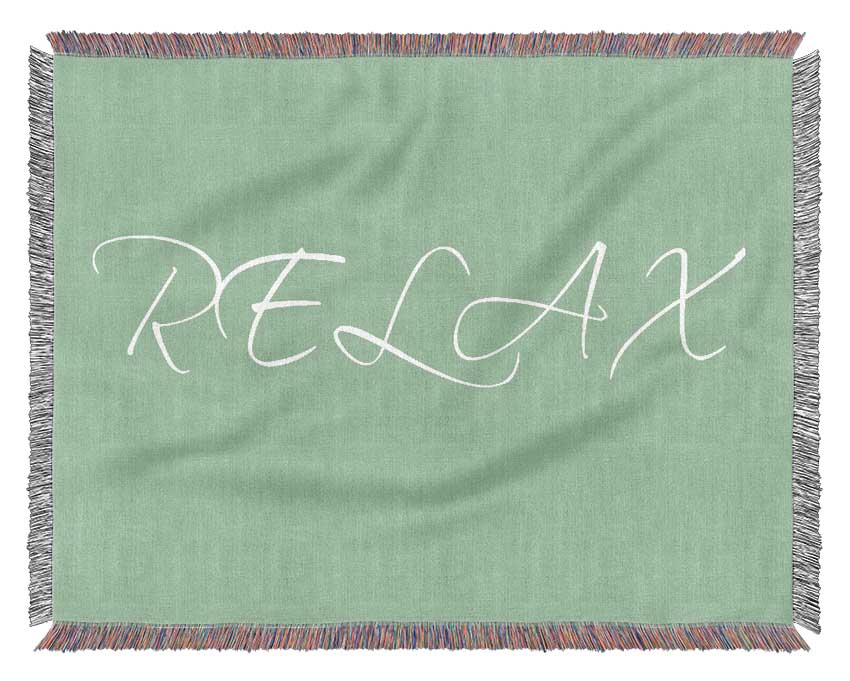 Bathroom Quote Relax Green Woven Blanket