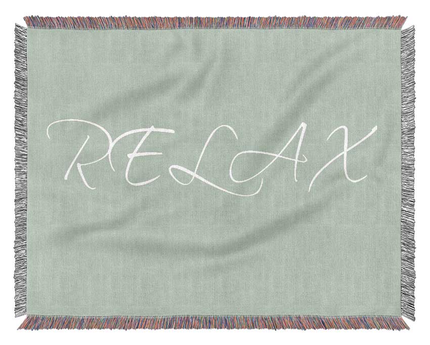 Bathroom Quote Relax Beige Woven Blanket