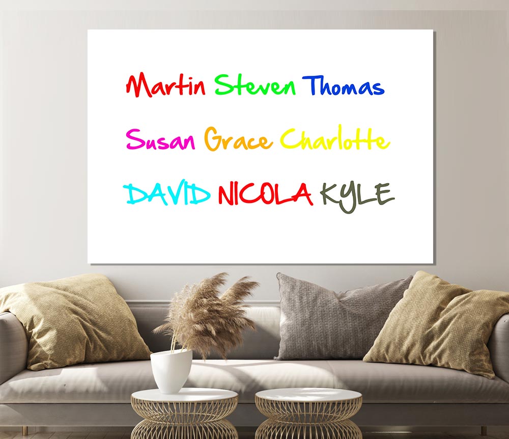 Your Name In A Choice Of Colours White Print Poster Wall Art