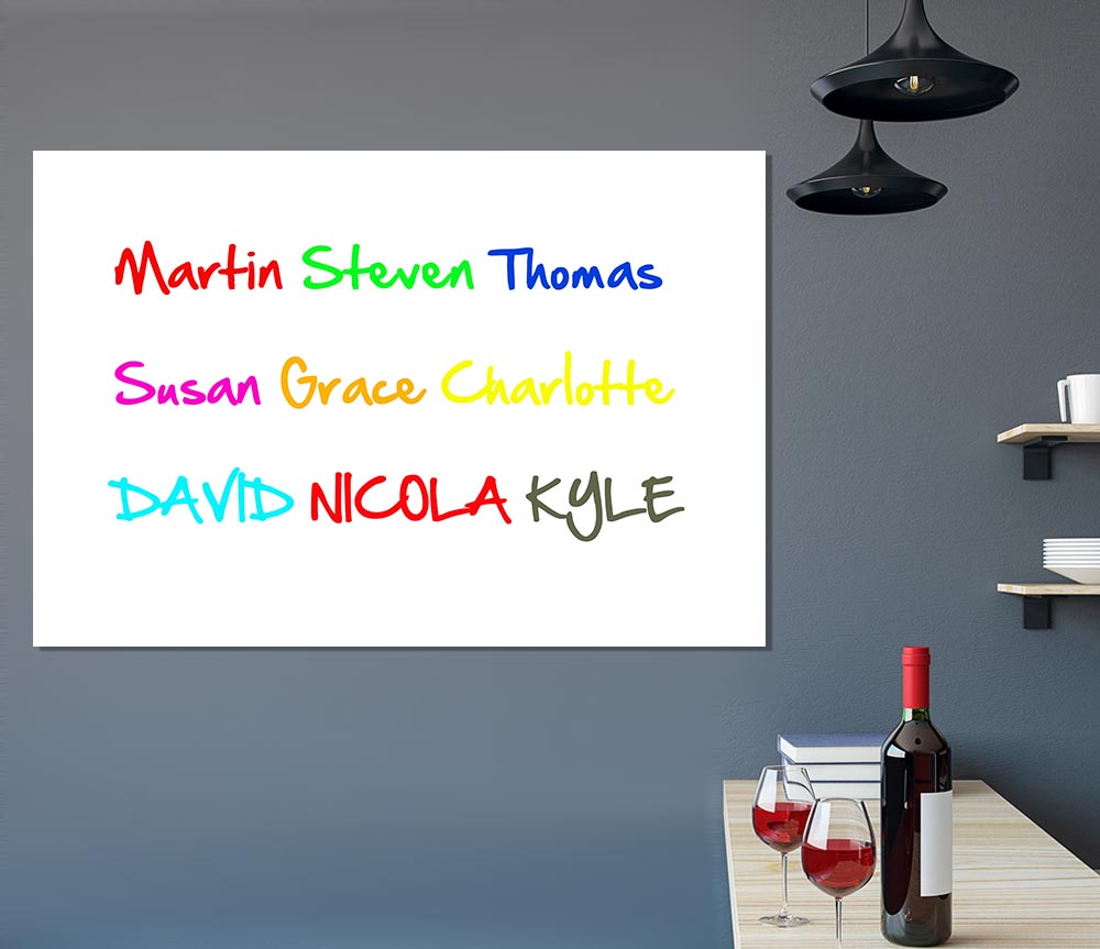 Your Name In A Choice Of Colours White Print Poster Wall Art