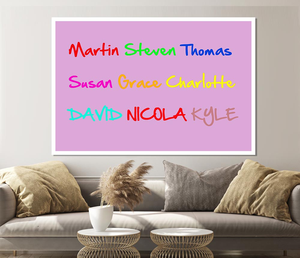 Your Name In A Choice Of Colours Pink Print Poster Wall Art