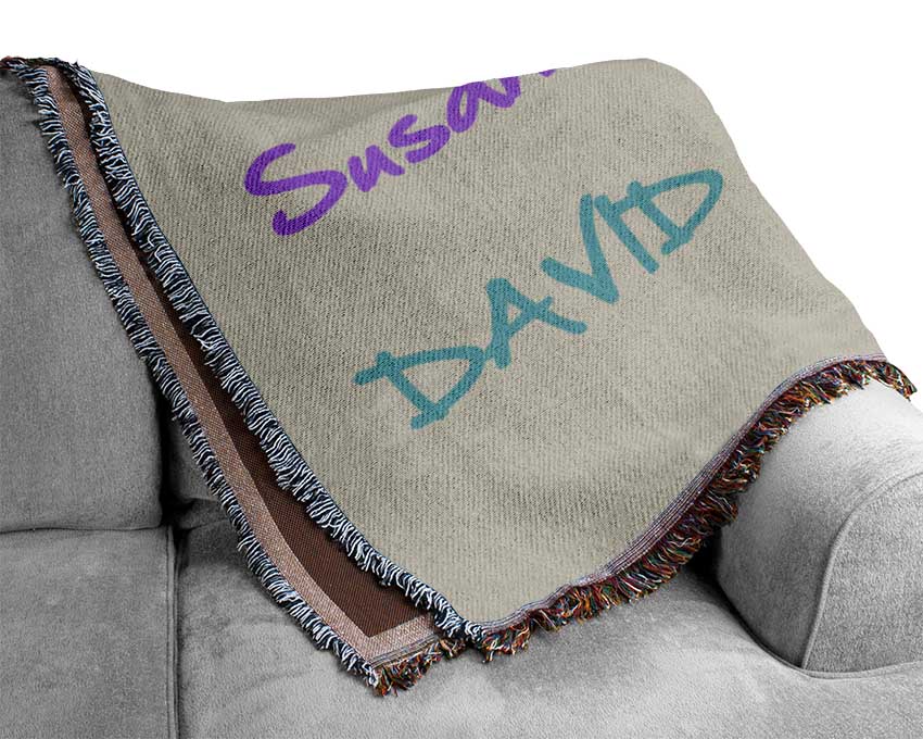 Your Name In A Choice Of Colours Pink Woven Blanket