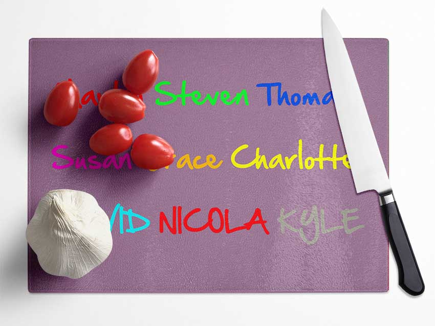 Your Name In A Choice Of Colours Dusty Pink Glass Chopping Board