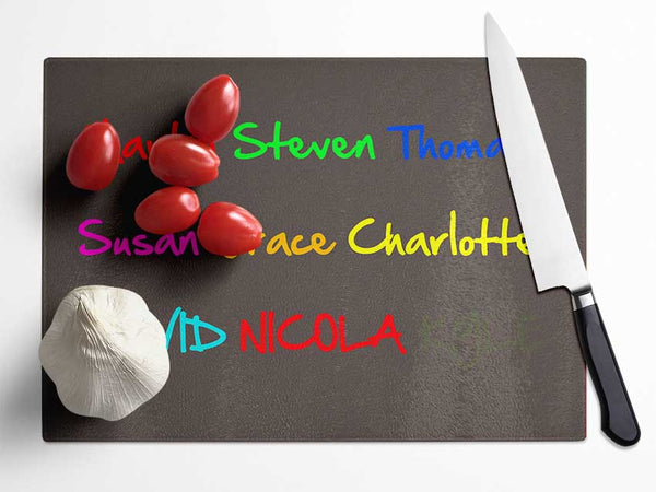 Your Name In A Choice Of Colours Chocolate Glass Chopping Board