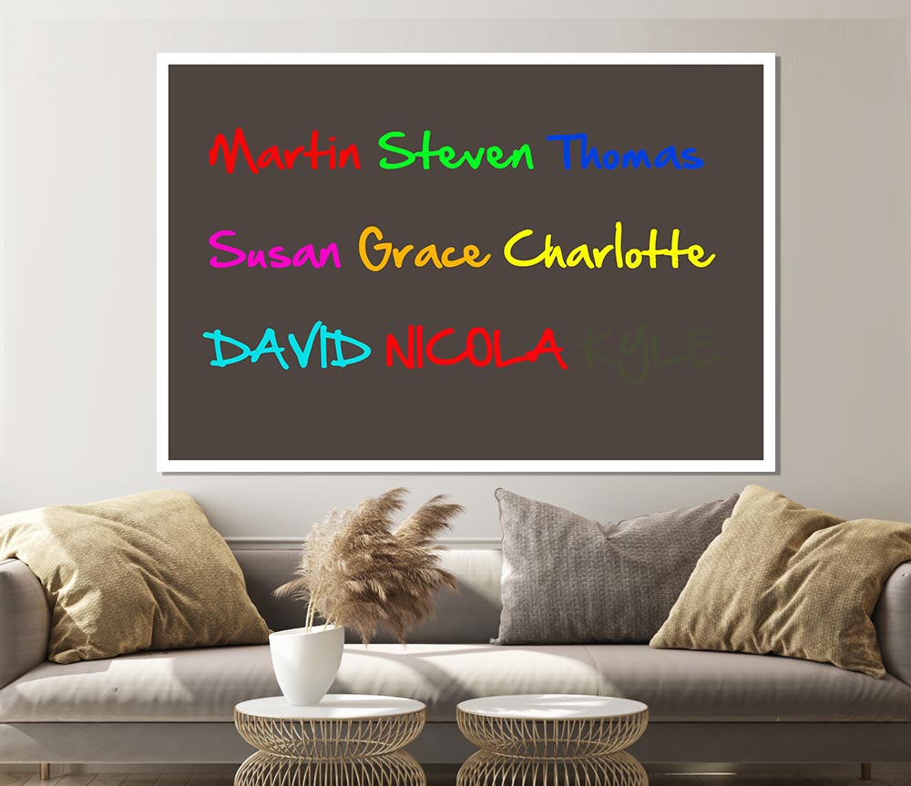 Your Name In A Choice Of Colours Chocolate Print Poster Wall Art