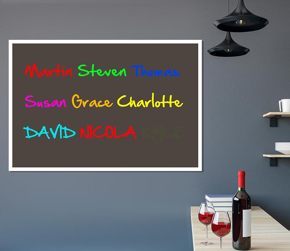 Your Name In A Choice Of Colours Chocolate Print Poster Wall Art