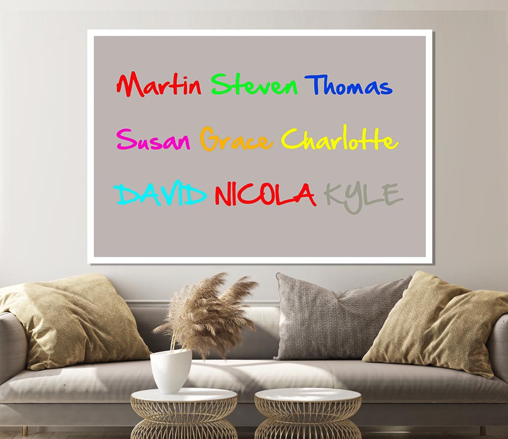 Your Name In A Choice Of Colours Beige Print Poster Wall Art