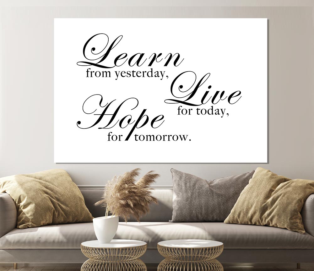 Home Quote Learn Live Hope White Print Poster Wall Art