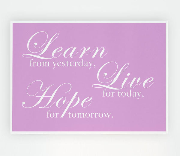 Home Quote Learn Live Hope Pink Print Poster Wall Art