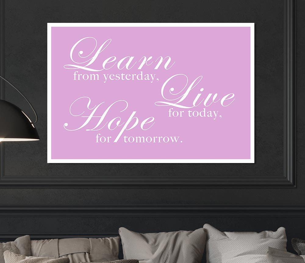 Home Quote Learn Live Hope Pink Print Poster Wall Art