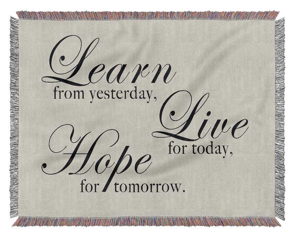 Home Quote Learn Live Hope Grey Woven Blanket