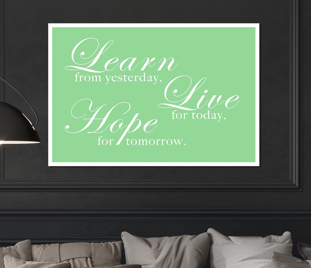 Home Quote Learn Live Hope Green Print Poster Wall Art