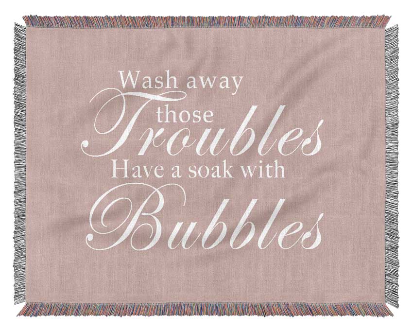 Bathroom Quote Wash Away Those Troubles Vivid Pink Woven Blanket