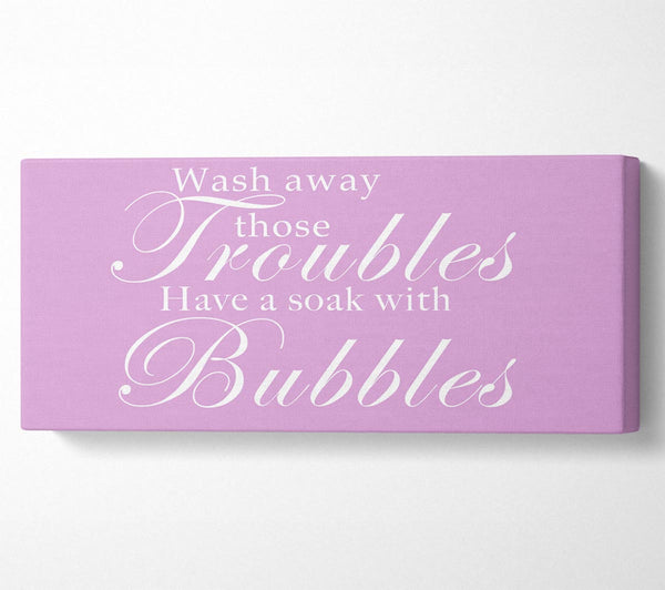 Bathroom Quote Wash Away Those Troubles Pink