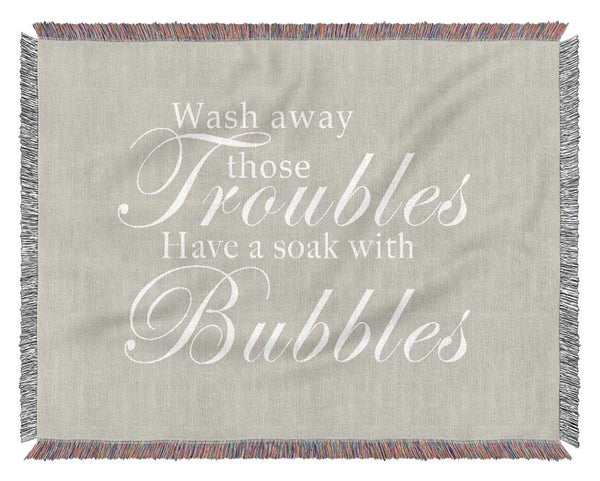 Bathroom Quote Wash Away Those Troubles Pink Woven Blanket