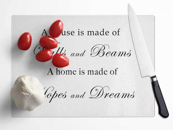 Home Quote Walls n Beams Hopes n Dreams White Glass Chopping Board