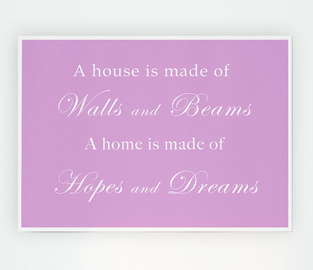 Home Quote Walls N Beams Hopes N Dreams Pink Print Poster Wall Art