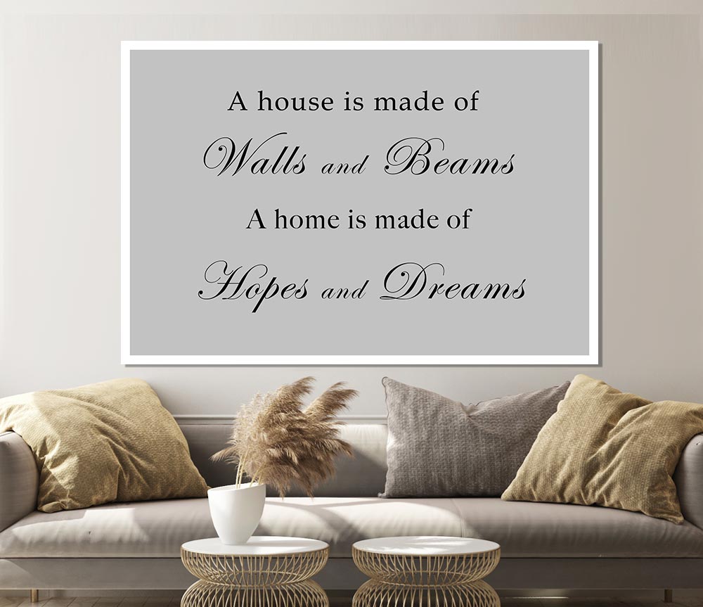 Home Quote Walls N Beams Hopes N Dreams Grey Print Poster Wall Art