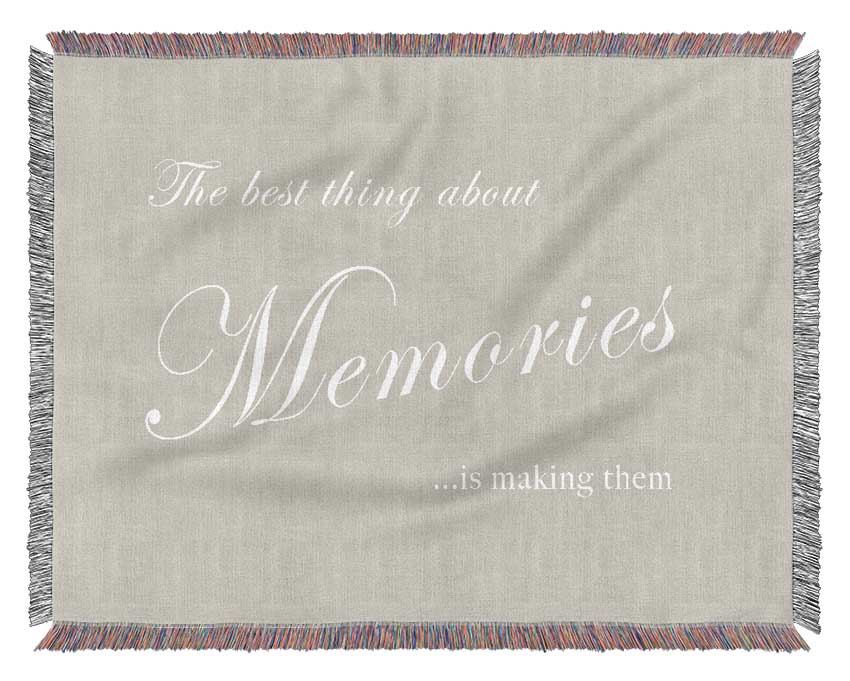 Family Quote The Best Thing About Memories Pink Woven Blanket