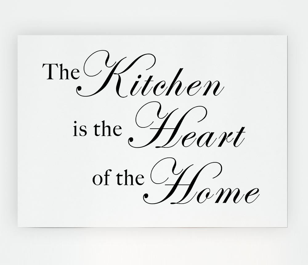 Kitchen Quote The Kitchen Is The Heart Of The Home White Print Poster Wall Art