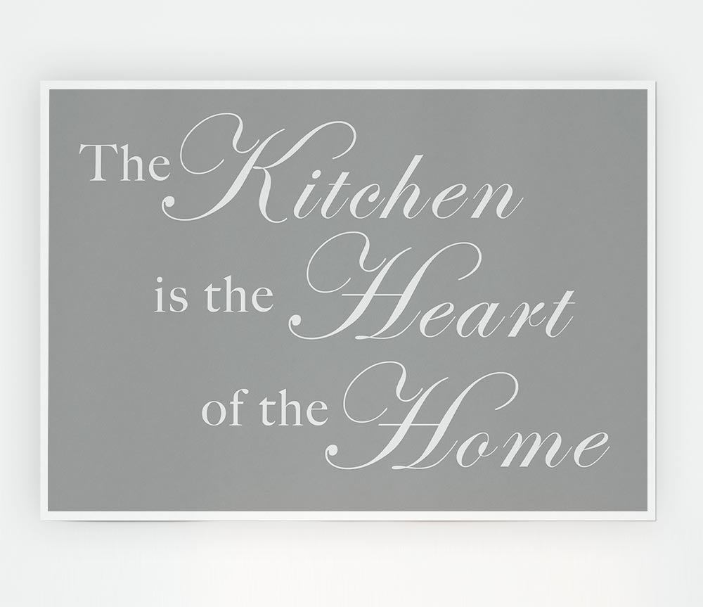 Kitchen Quote The Kitchen Is The Heart Of The Home Grey White Print Poster Wall Art