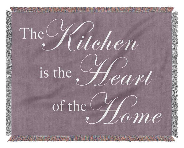 Kitchen Quote The Kitchen Is The Heart Of The Home Dusty Pink Woven Blanket