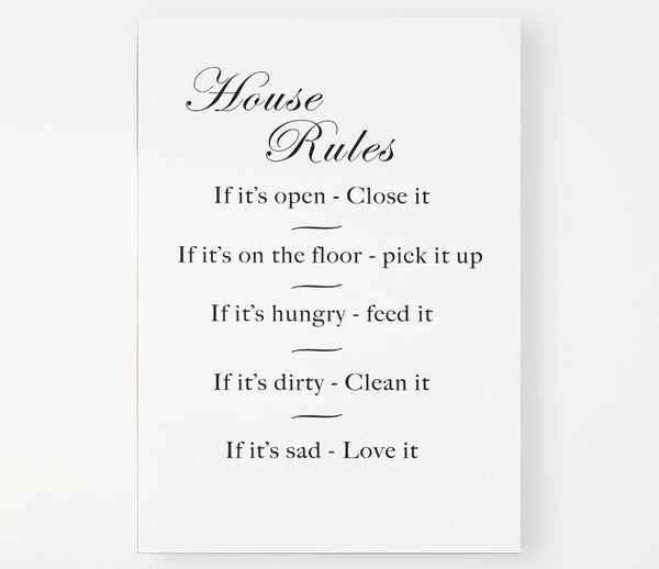 House Rules 2 White Print Poster Wall Art