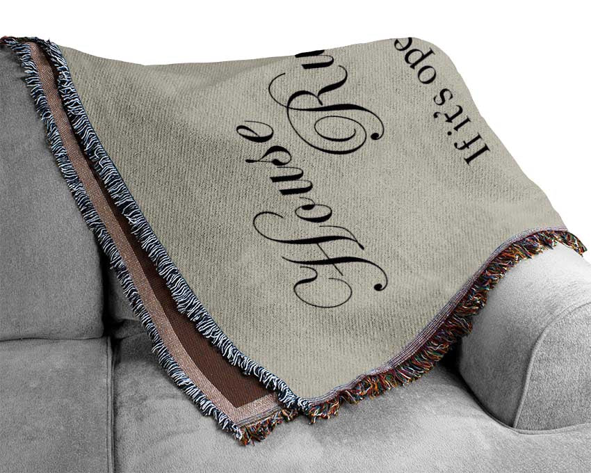 Family Quote House Rules 2 Grey Woven Blanket