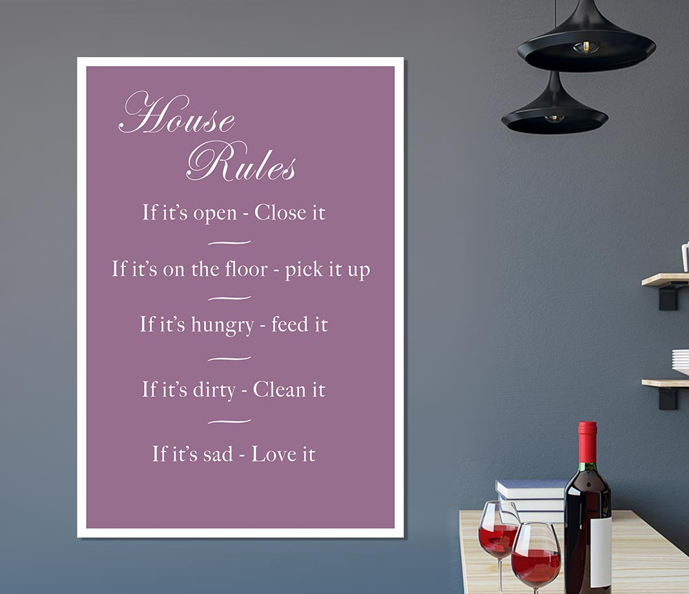 Family Quote House Rules 2 Dusty Pink Print Poster Wall Art