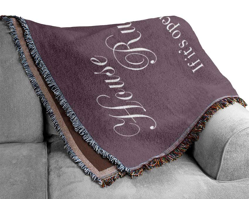 Family Quote House Rules 2 Dusty Pink Woven Blanket