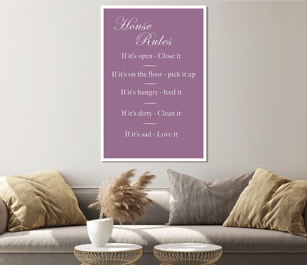 Family Quote House Rules 2 Dusty Pink Print Poster Wall Art