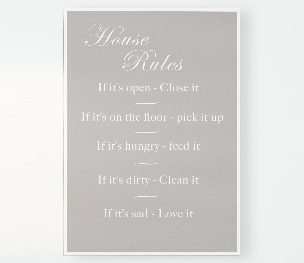 Family Quote House Rules 2 Beige Print Poster Wall Art