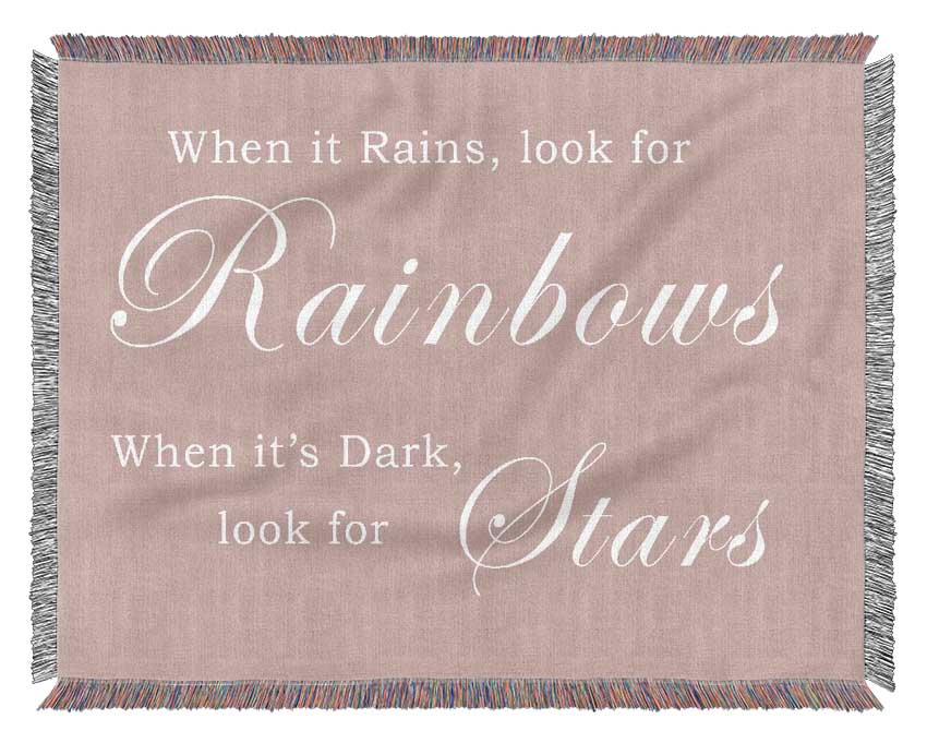 When It Rains Look For Rainbows Vivid Pink Woven Blanket