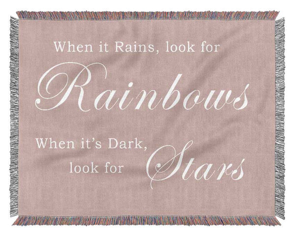 When It Rains Look For Rainbows Vivid Pink Woven Blanket