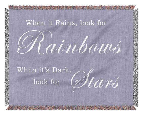 When It Rains Look For Rainbows Lilac Woven Blanket