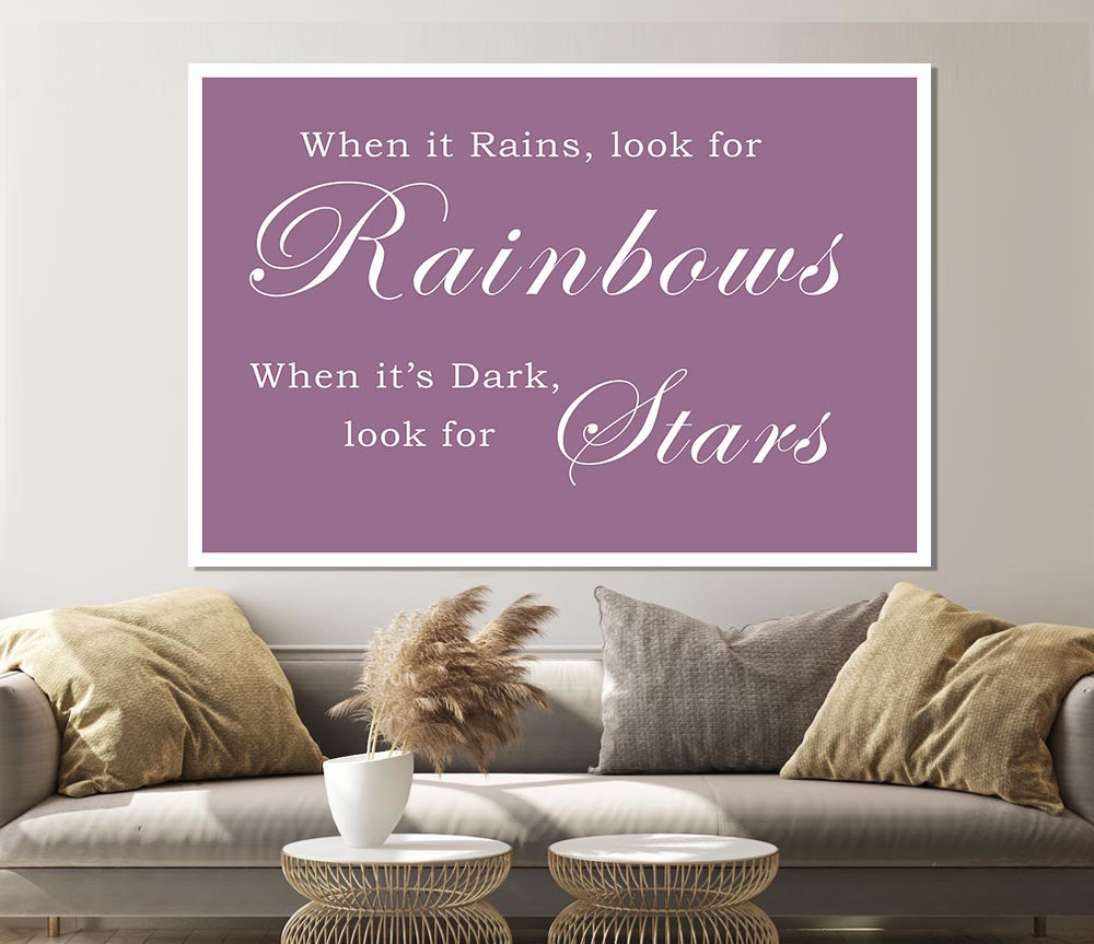 When It Rains Look For Rainbows Dusty Pink Print Poster Wall Art