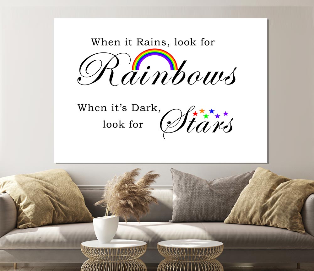 When It Rains Look For Rainbows 2 White Print Poster Wall Art