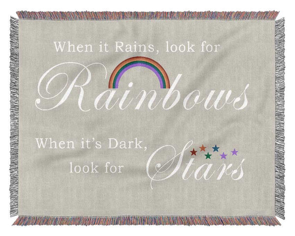 When It Rains Look For Rainbows 2 Pink Woven Blanket