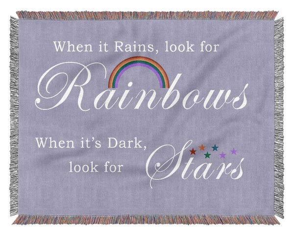 When It Rains Look For Rainbows 2 Lilac Woven Blanket