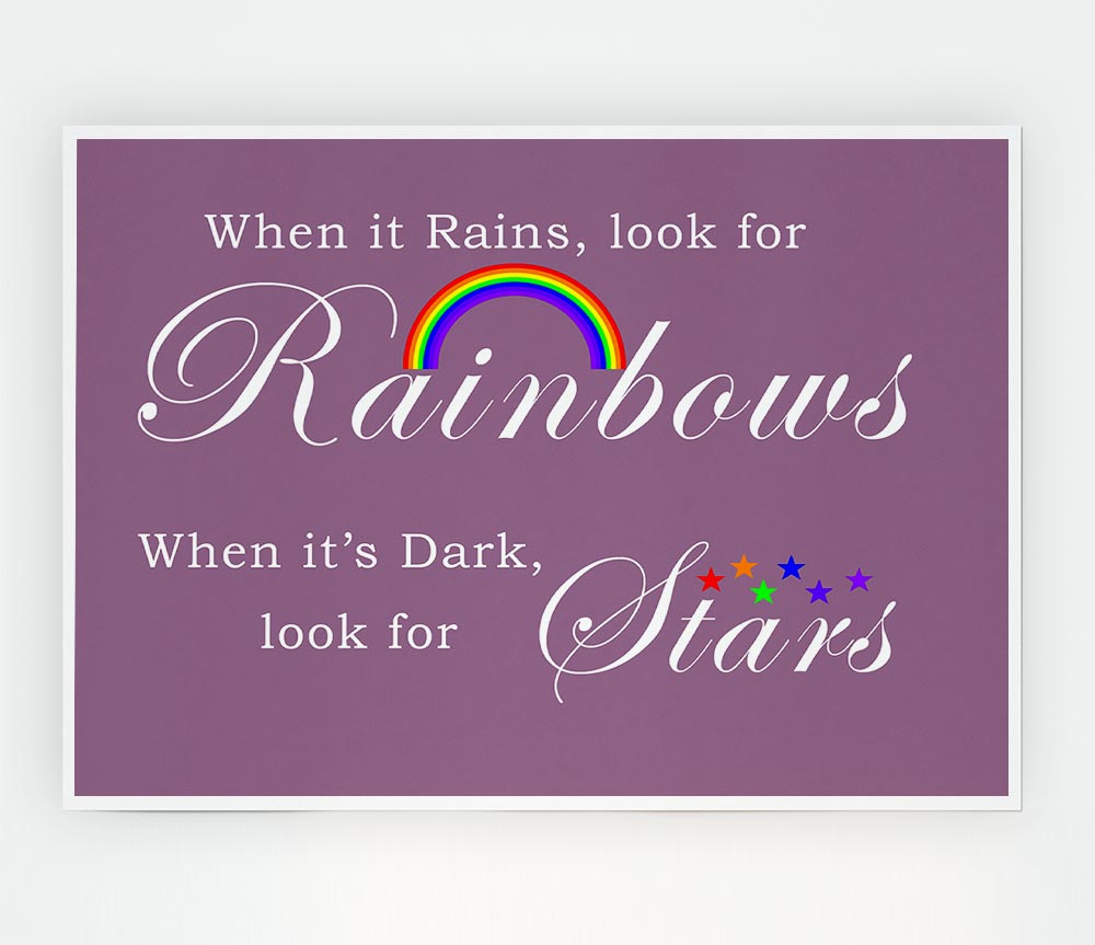 When It Rains Look For Rainbows 2 Dusty Pink Print Poster Wall Art