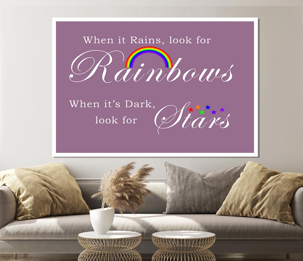 When It Rains Look For Rainbows 2 Dusty Pink Print Poster Wall Art