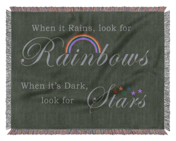 When It Rains Look For Rainbows 2 Chocolate Woven Blanket