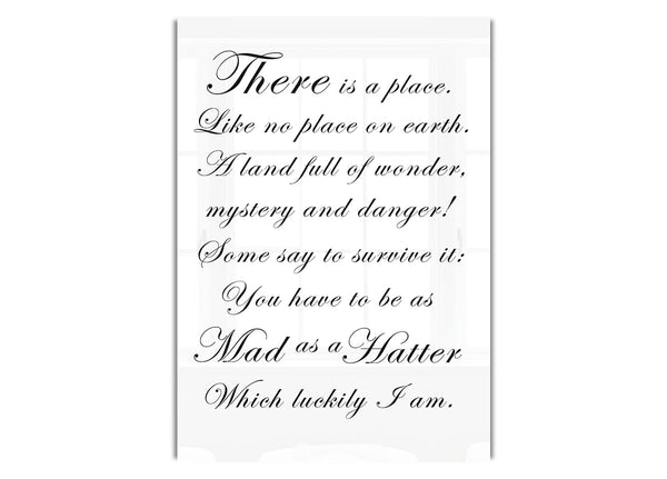 Alice In Wonderland As Mad As A Hatter White