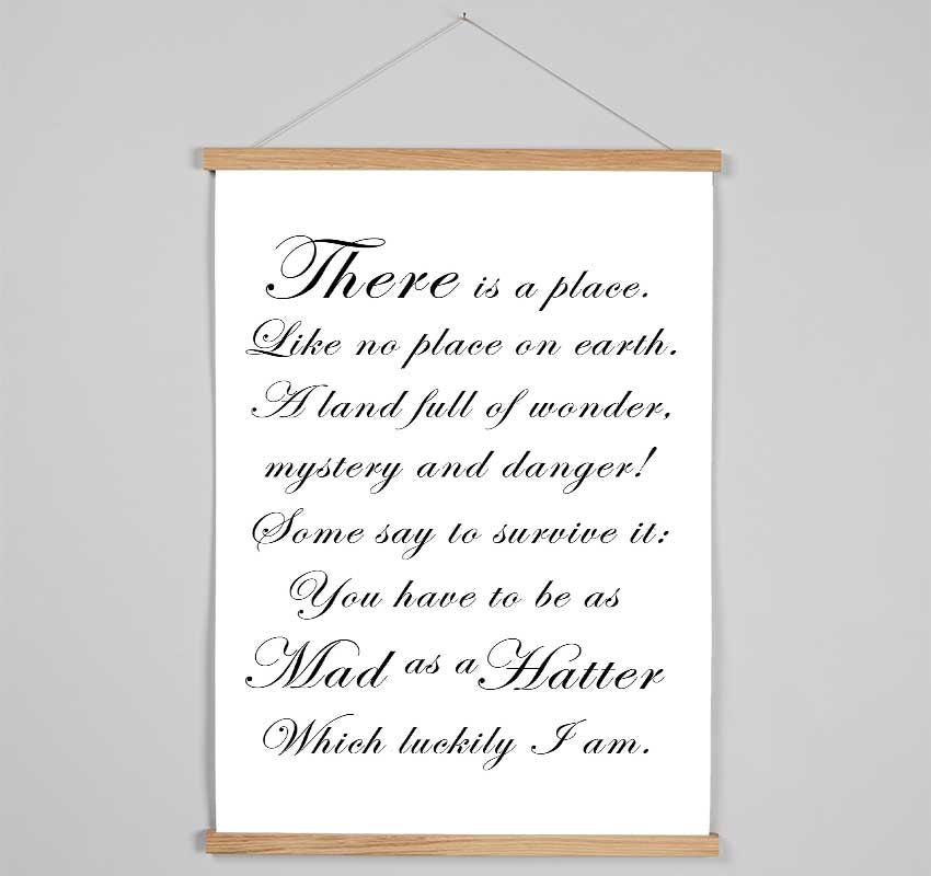 Alice In Wonderland As Mad As A Hatter White Hanging Poster - Wallart-Direct UK