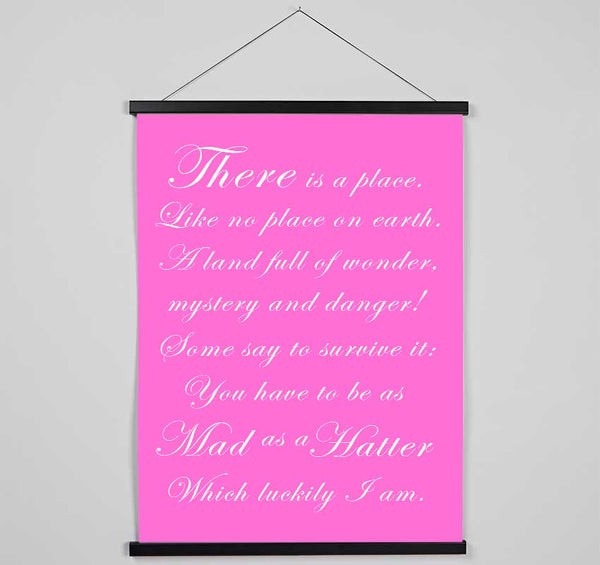 Alice In Wonderland As Mad As A Hatter Vivid Pink Hanging Poster - Wallart-Direct UK