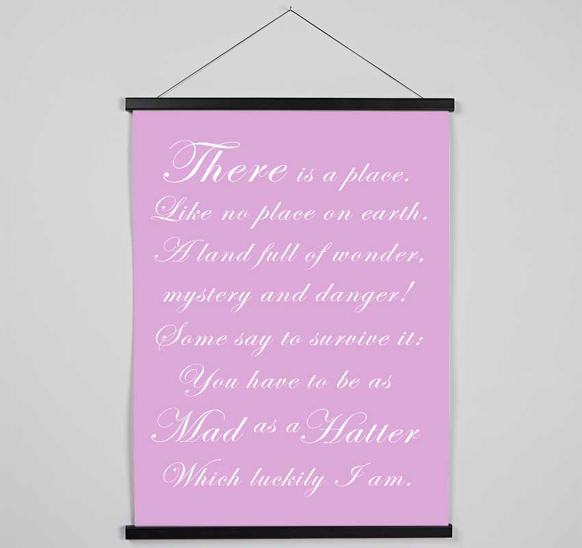 Alice In Wonderland As Mad As A Hatter Pink Hanging Poster - Wallart-Direct UK