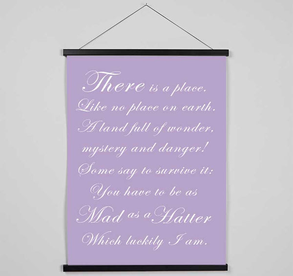 Alice In Wonderland As Mad As A Hatter Lilac Hanging Poster - Wallart-Direct UK