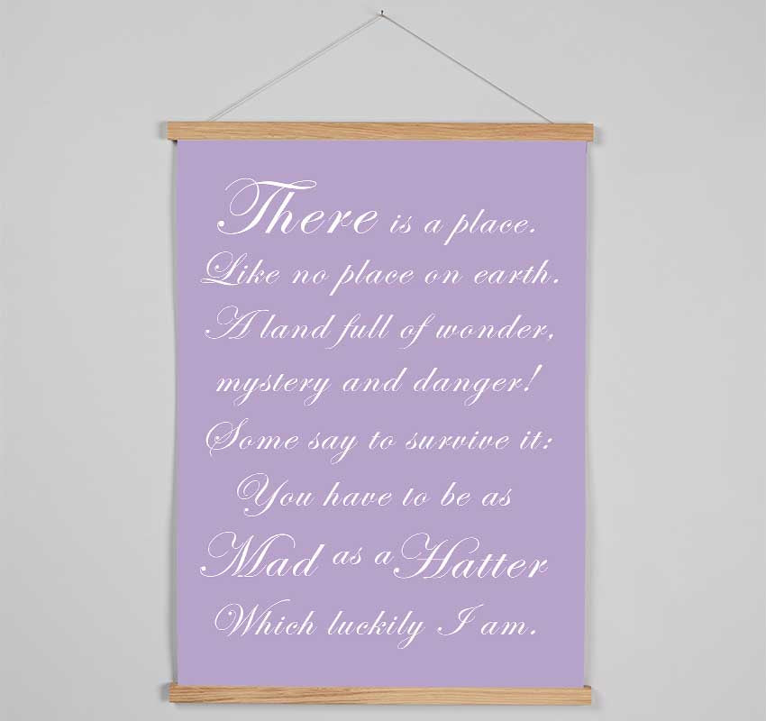 Alice In Wonderland As Mad As A Hatter Lilac Hanging Poster - Wallart-Direct UK