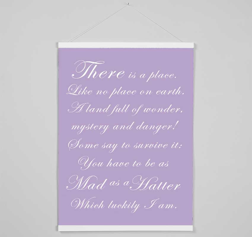 Alice In Wonderland As Mad As A Hatter Lilac Hanging Poster - Wallart-Direct UK